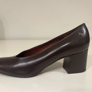 Etienne Aigner Dark Brown Block Heel Shoes